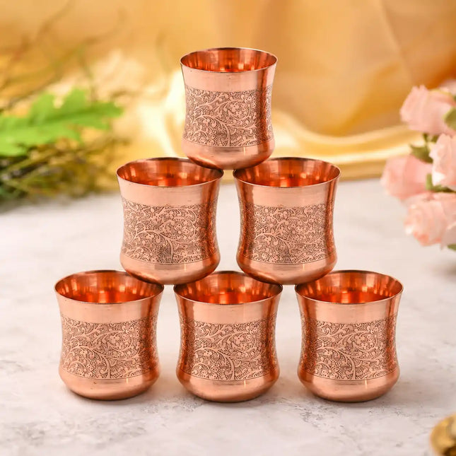 Copper Hand Carved Glass Pair (3.5 Inch)