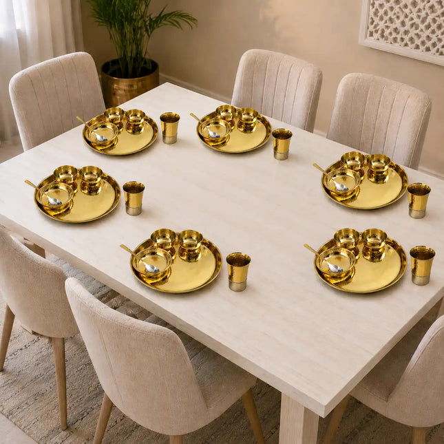 Brass Hammered Thali Set (1.1 Kg)