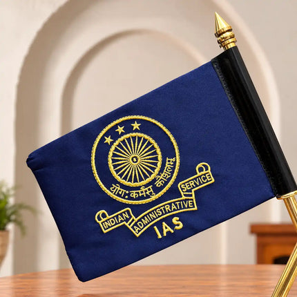 Brass Indian Revenue Service, Income Tax, IAS & Customs Flags With Stand (12 Inch)