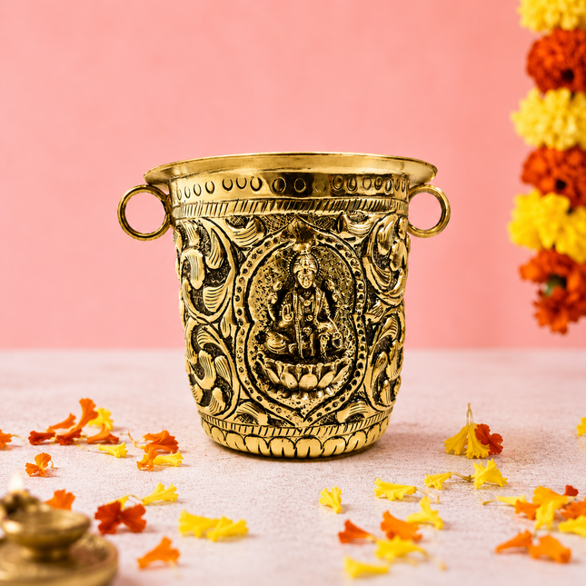 Brass Handcrafted Lakshmi Balaji Gangalam Glass (2.8 Inch)