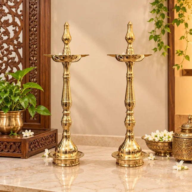 Brass Divine Samai Lamp Pair (25 Inch)