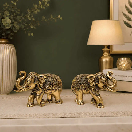 Brass Superfine Elephant Lightweight Statue Pair
