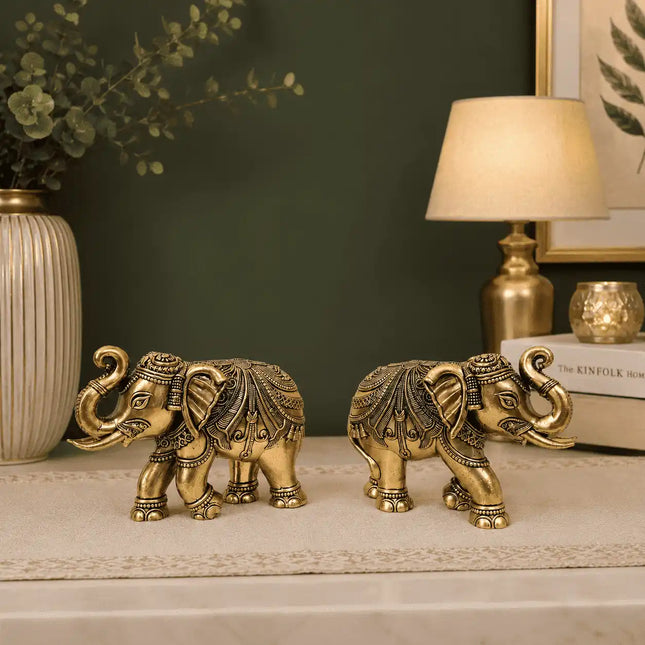 Brass Superfine Elephant Lightweight Statue Pair