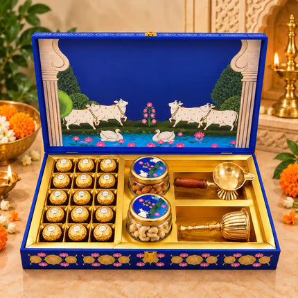 Brass Luxury Gift Hamper with Aarti Diya and Pooja Handbell