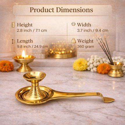 Brass Dhoop Aarti Spoon (9.8 Inch)