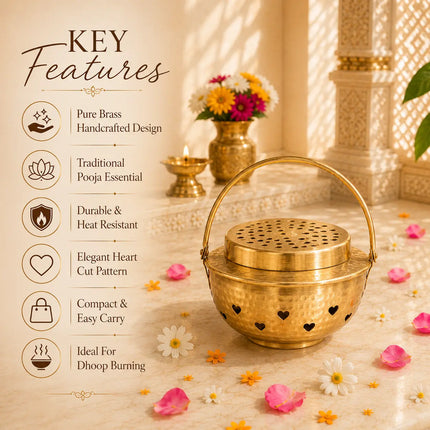 Brass Dhoop Dani & Incense Holder (5.5 Inch)