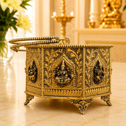 Brass Ashtalakshmi Basket With Handle And Leg