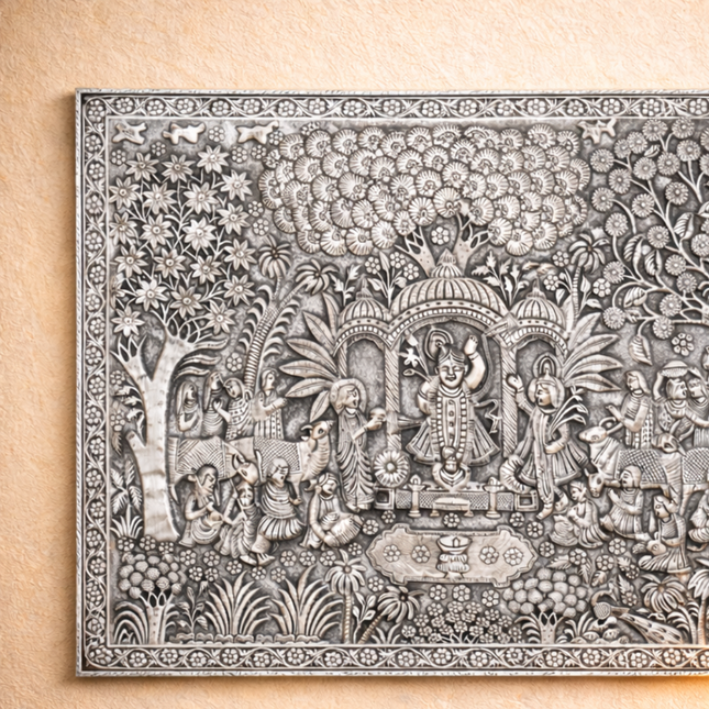 Silver Shrinathji Wall Hanging Plate (22 Inch)