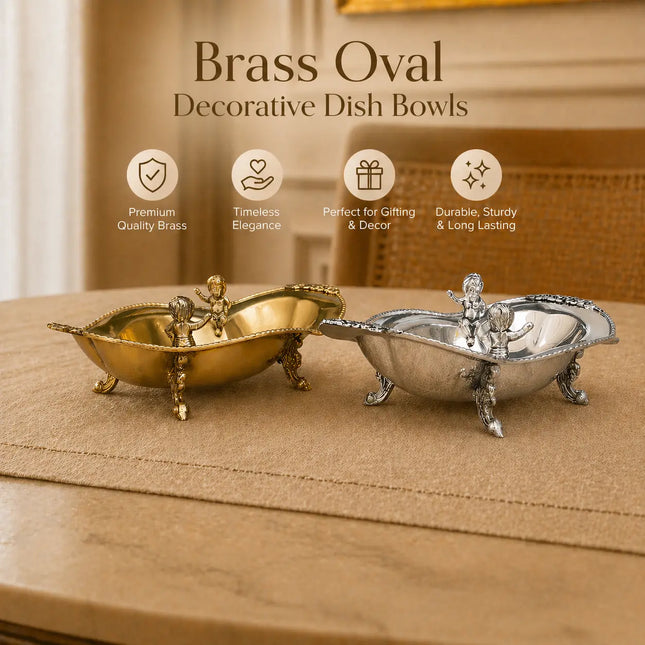 Brass Oval Decorative Dish Bowl / Platter