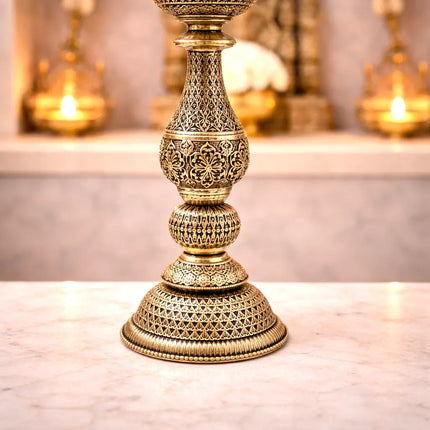 Brass Lightweight Peacock Samai/Lamp Pair (8 Inch)