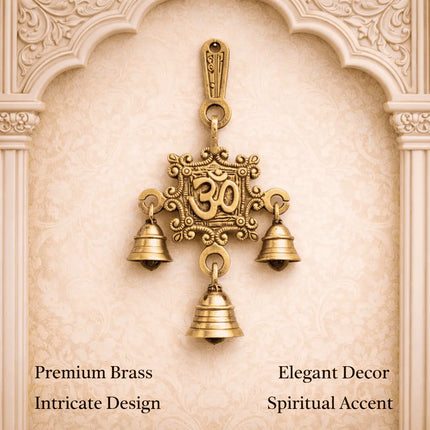 Brass Om Wall Hanging With Bell (7 Inch)