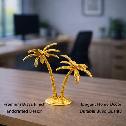 Brass Coconut Tree Decorative Showpiece (9.5 Inch)