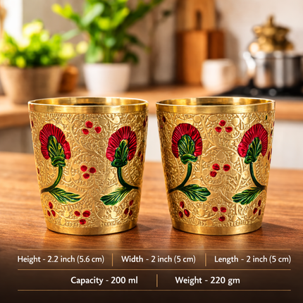 Brass Meenakari Glass Pair (2.2 Inch)