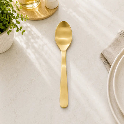 Brass Matt Fork & Spoon Set (7 Inch)