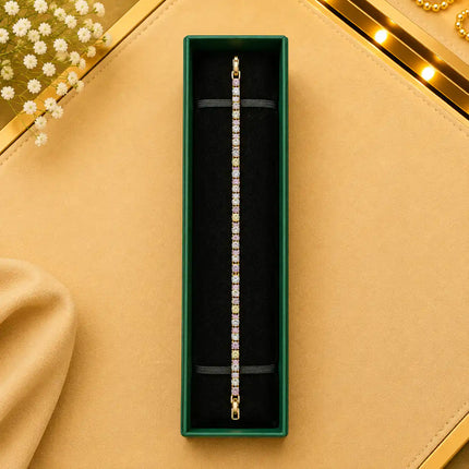 Tennis Bracelet Gold-Tone Clasp With Box
