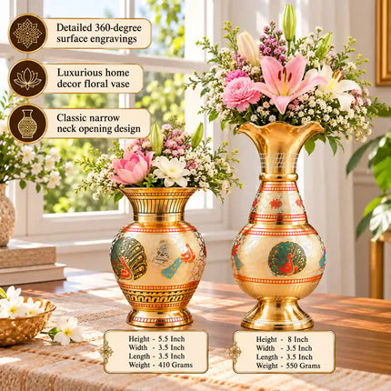 Brass Hand Painted Flower Vase