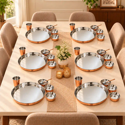 Copper/Brass Hammered Thali/Dinner Set