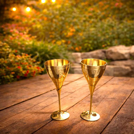 Brass Champagne Wine Glass Pair (8.5 Inch)