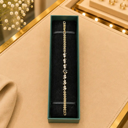 Leaf & Vine Tennis Bracelet for Women | CZ Stones, Gold-Tone Clasp