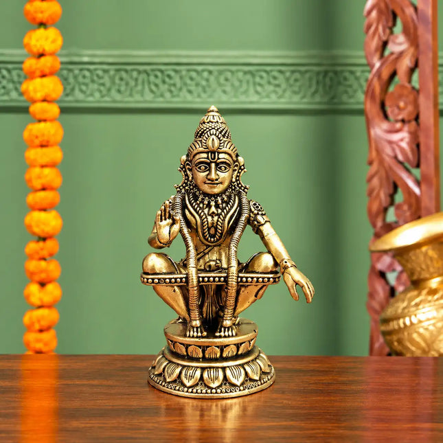Brass Lord Ayyappa Idol (4 Inch)