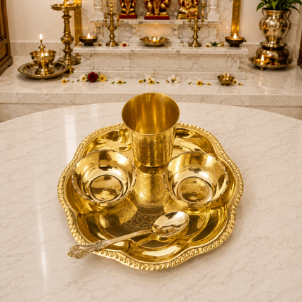 Brass Pooja Bhog Thali Set (7 Inch)