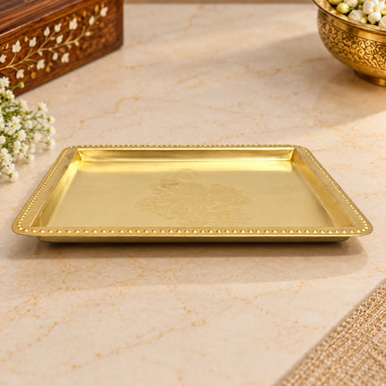 Brass Peacock Square Tray / Platter (8 Inch)