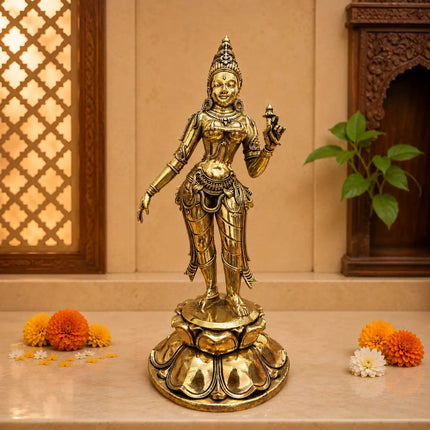 Brass Lightweight Standing Uma Parvati Devi Idol
