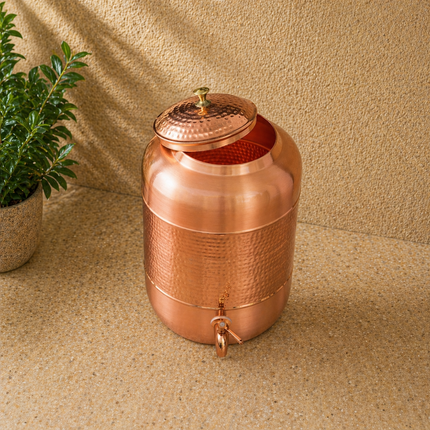 Copper Half Hammered Water Dispenser