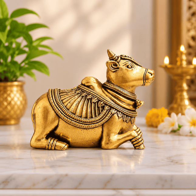 Brass Sitting Nandi Lightweight Idol (2 Inch)
