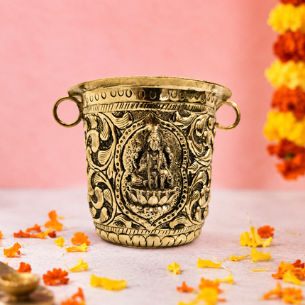 Pure Brass Lakshmi Balaji Kalash – 2.8" Handcrafted Pooja Kalash