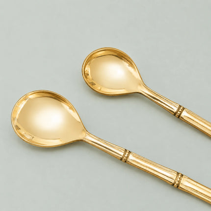 Handcrafted Brass Serving Spoon Pair