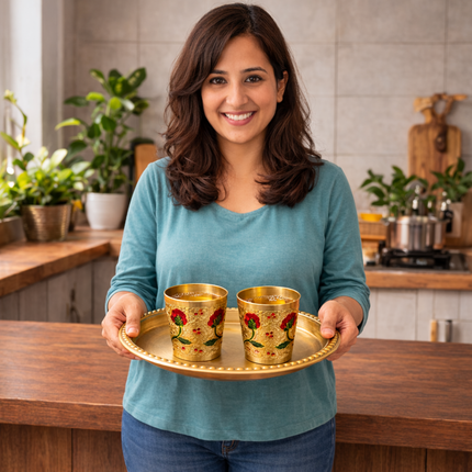 Brass Meenakari Glass Pair (2.2 Inch)