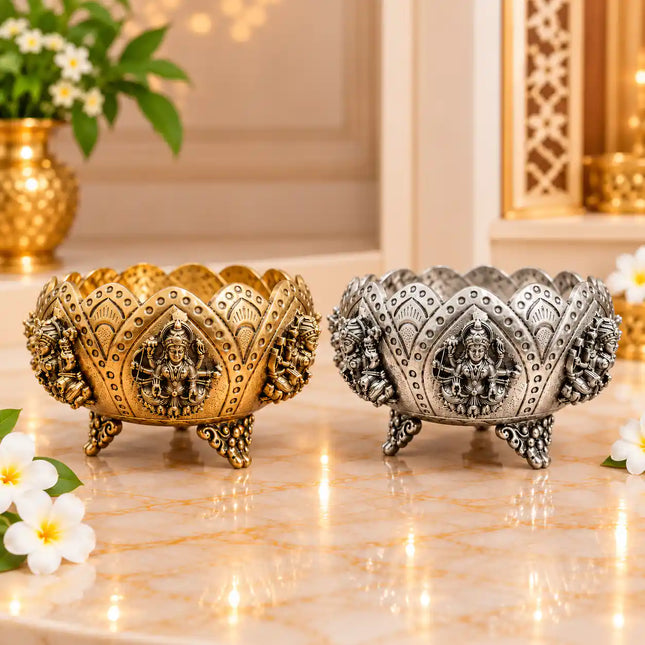 Brass Ashtalakshmi Louts Urli Bowl (3 Inch)