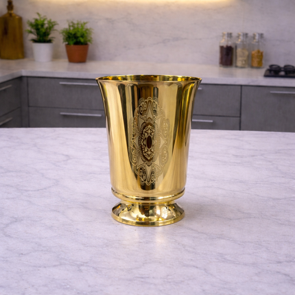 Brass Floral Design Thali/Dinner Set (1.15 Kg)