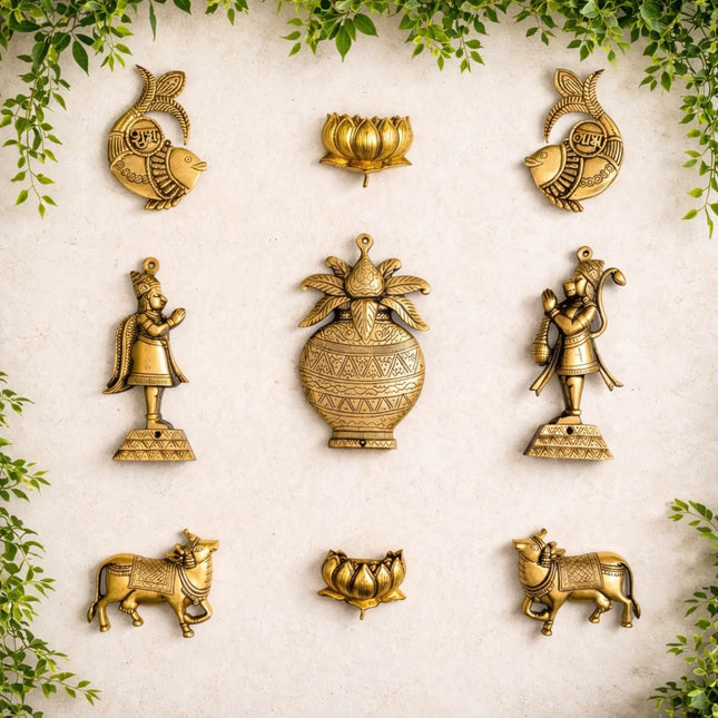 Brass Handcrafted Wall Decor Hanging Set