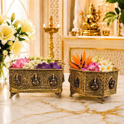 Brass Ashtalakshmi Basket With Handle And Leg