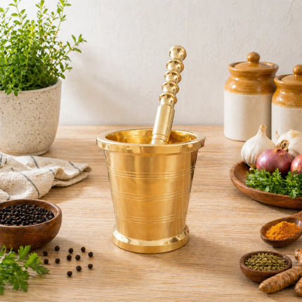 Brass Mortar And Pestle (Okhli)