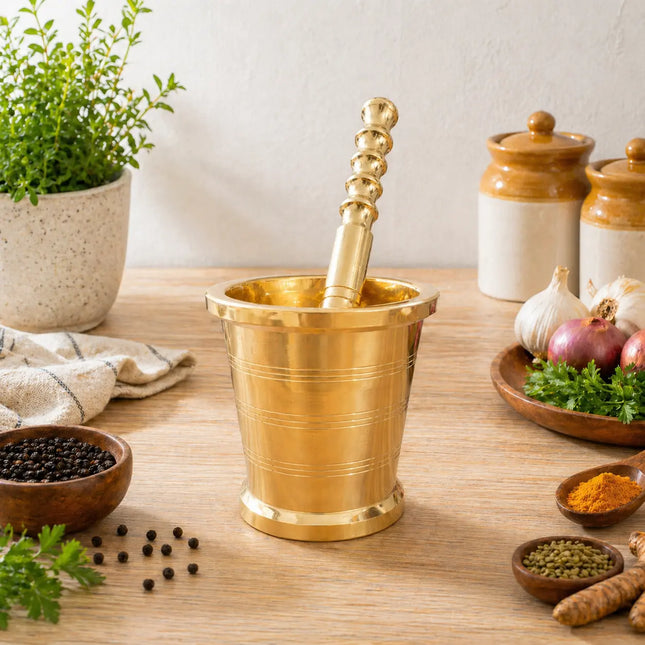 Brass Mortar And Pestle (Okhli)