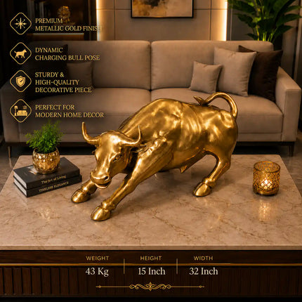 Brass Decorative Bull Statue (15 Inch)