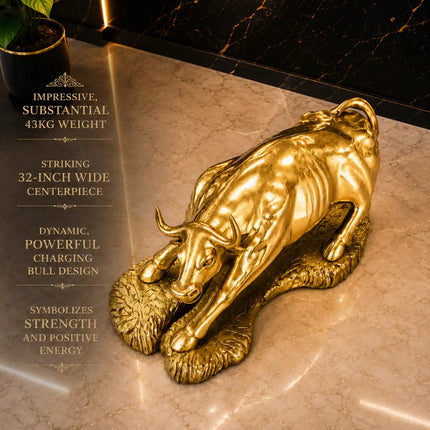 Brass Decorative Bull Statue (15 Inch)