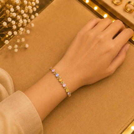Geometric Tennis Bracelet for Women | Split Leaf & Oval CZ Design