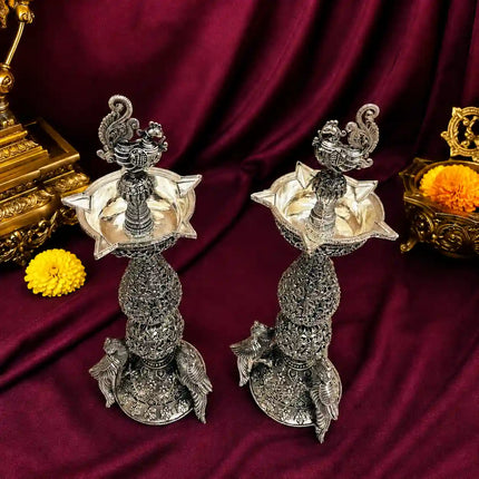 Brass Traditional Lightweight Peacock Samai/Lamp Pair