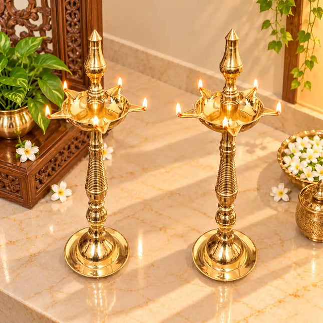 Brass Divine Samai Lamp Pair (25 Inch)