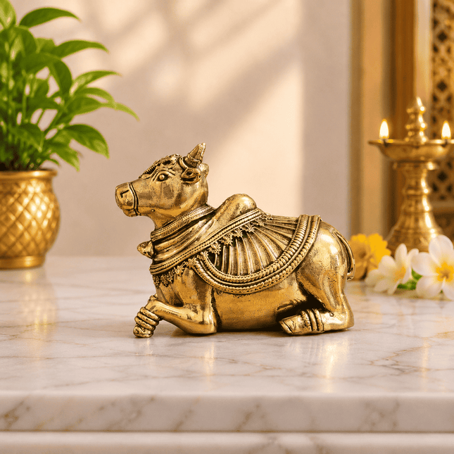 Brass Sitting Nandi Lightweight Idol (2 Inch)