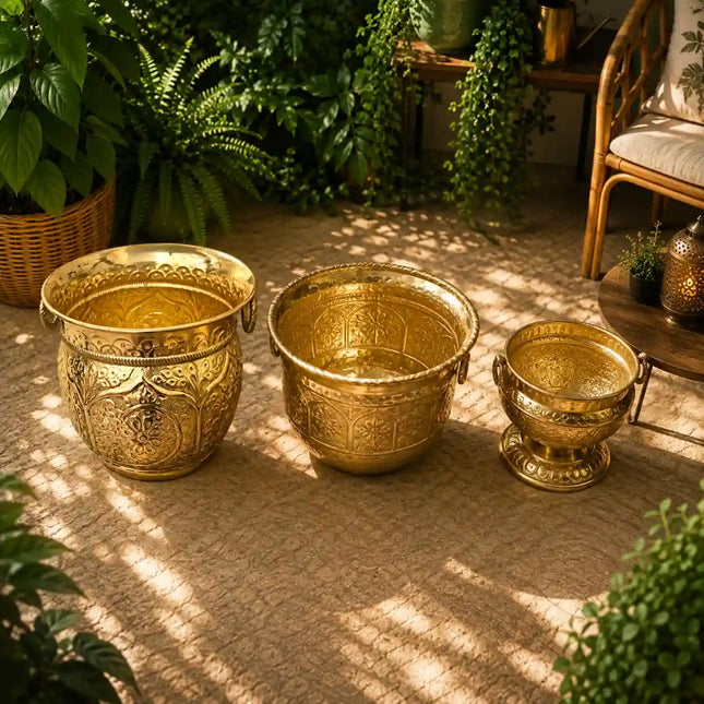 Brass Bucket Planter Pot