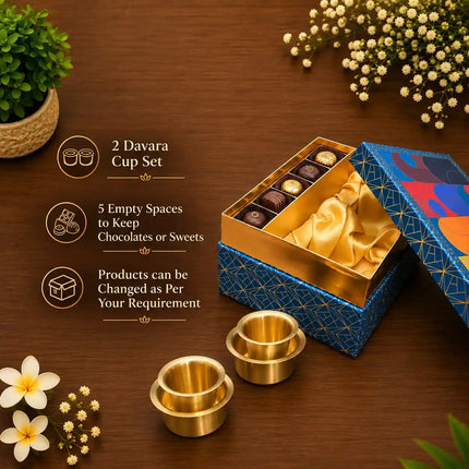 Brass Matt Finish Davara Cups Set Corporate/Gift Hamper