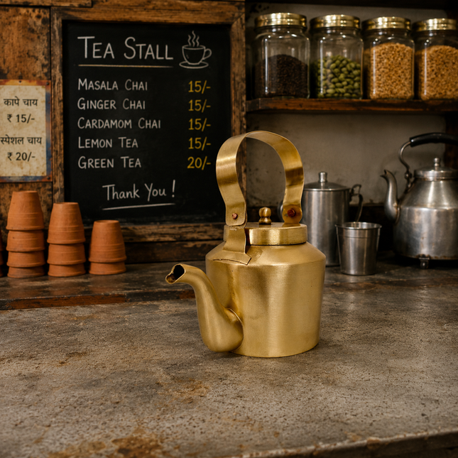 Brass Matt Finish Tea Pot/Kettle (3.7 Inch)