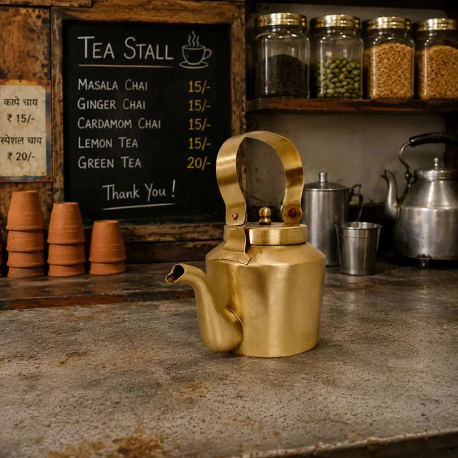 Brass Matt Finish Tea Pot/Kettle (3.7 Inch)
