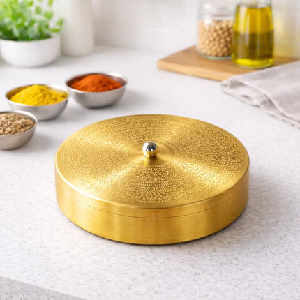 Brass Matt Finish Masala Daani / Spice Box (2.5 Inch)