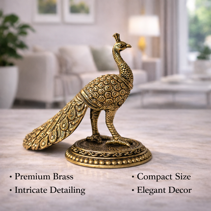 Brass Decorative Lightweight Peacock Figurine Pair (3 Inch)